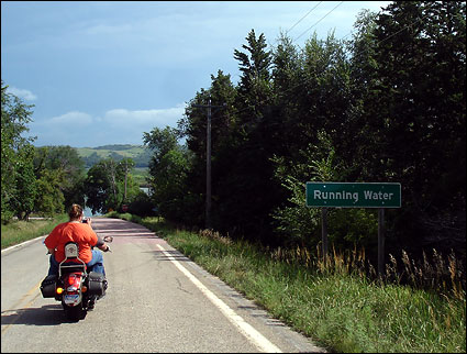 Entering the town of Running Water